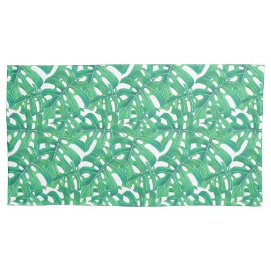 Groen monster een patroon van tropische bladeren kussensloop (Voorkant-Links)