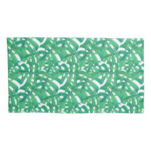 Groen monster een patroon van tropische bladeren kussensloop (Achterkant-Rechts)