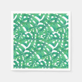 Groen monster een patroon van tropische bladeren servet