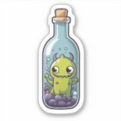 Groen monster in een fles sticker (Voorkant)