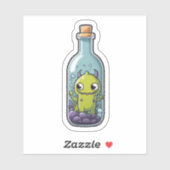 Groen monster in een fles sticker (Vel)
