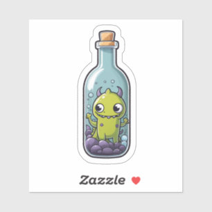 Groen monster in een fles sticker