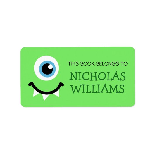 Groen monster kinder boekenplaat boek label (Voorkant)