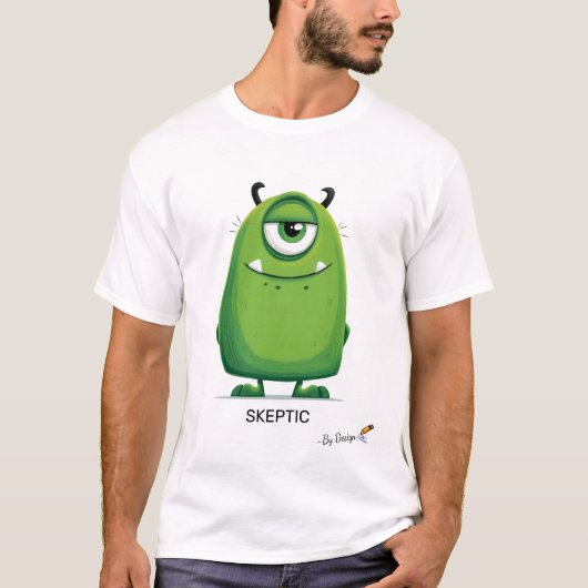 groen monster | SKEPTIC - door ontwerp | Leuk orig T-shirt (Voorkant)