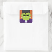 Groen monster vierkante sticker (Tas)