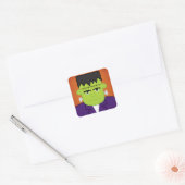 Groen monster vierkante sticker (Envelop)