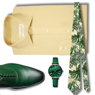 Groen Monstera Hawaïaans patroon Stropdas