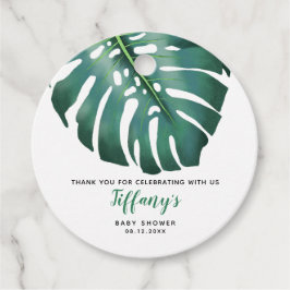Groen Monstera Leaf Baby shower Bedankjes Labels