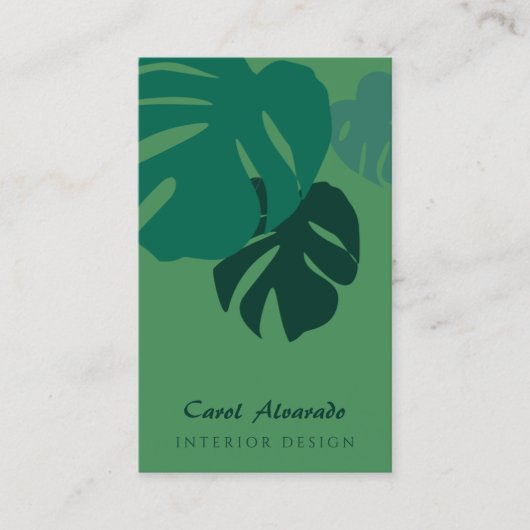 Groen Monstera Leaf Interieur Design Visitekaartje (Voorkant)