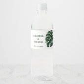 Groen Monstera Leaf Weddenschap Water Fles Label Waterfles Etiket (Voorkant)