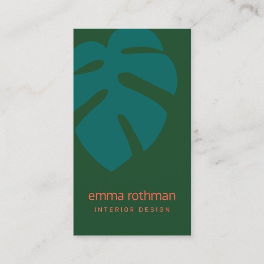 Groen monstera Tropisch Leaf Interior Design Visitekaartje (Voorkant)