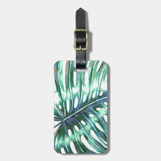 Groen monsterpalm tropisch bagagelabel (Voorkant verticaal)