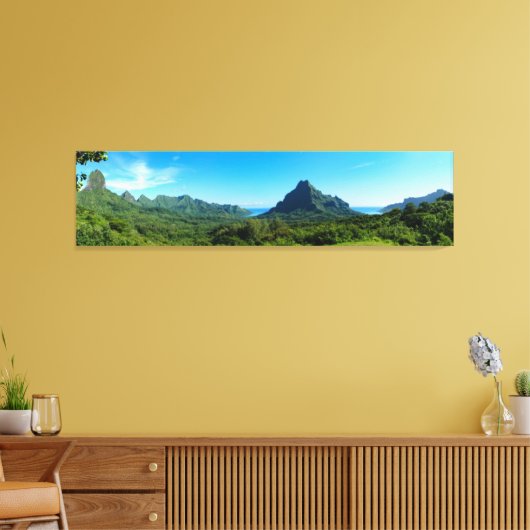 Groen Moorea eiland in panorama Canvas Afdruk (Insitu (Woonkamer))