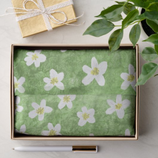 Groen Mos en Daisy Illustratie Tissuepapier (Geschenk)