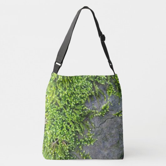 Groen mos Entodon verleidelijk op grijze steen Crossbody Tas (Achterkant)