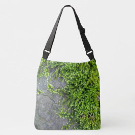 Groen mos Entodon verleidelijk op grijze steen Crossbody Tas