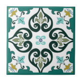Groen, mosterd en wit Azulejo Tegeltje (Voorkant)