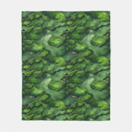 Groen mosveld fleece deken
