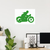 Groen Motorrijder Bord Poster (Thuiskantoor)