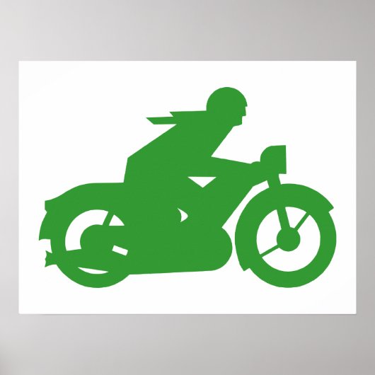 Groen Motorrijder Bord Poster (Voorkant)