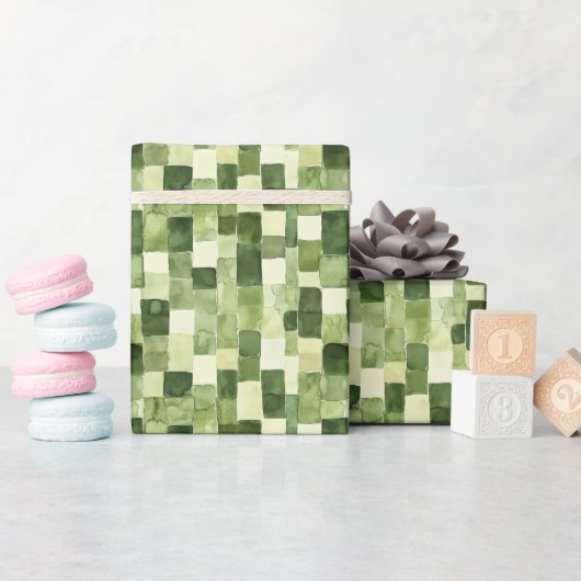 Groen Mozaïek Patroon Waterverf Style Gifting Cadeaupapier (Baby Shower)