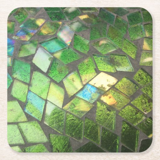 groen mozaïekglas kartonnen onderzetters (Voorkant)