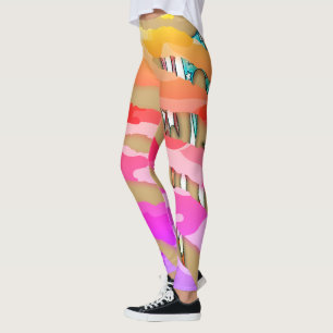 Groen, multi-kleuren, camo, patroon, de vlag van h leggings