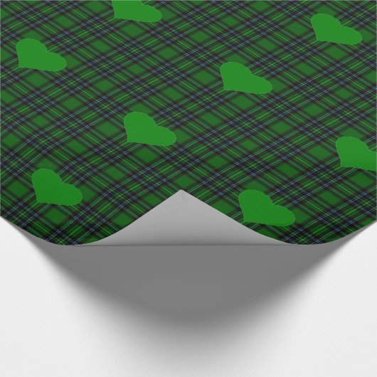 Groen N' Black tartan Pset - groen hartaccent Cadeaupapier (Hoek)