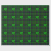 Groen N' Black tartan Pset - groen hartaccent Cadeaupapier (Vlak)