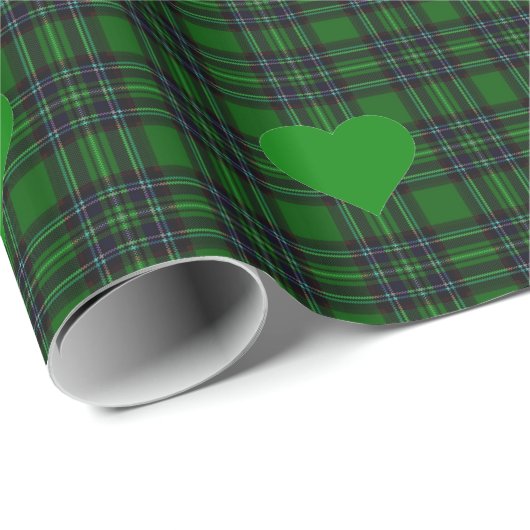 Groen N' Black tartan Pset - groen hartaccent Cadeaupapier (Rol Hoek)