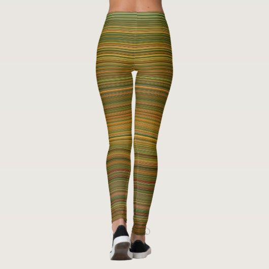 groen naadloos horizontaal lijnpatroon leggings (Achterkant)