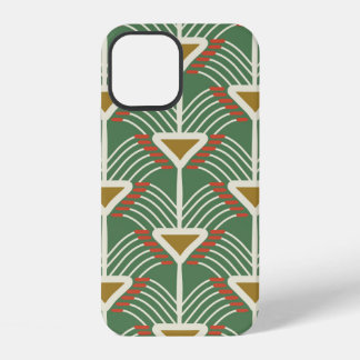 groen naadloos patroon met lijnen en geometrieschu iPhone 12 hoesje