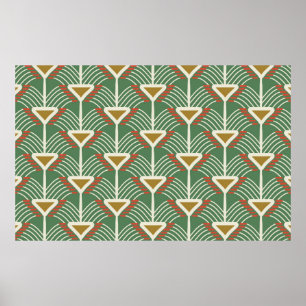 groen naadloos patroon met lijnen en geometrieschu poster