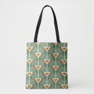 groen naadloos patroon met lijnen en geometrieschu tote bag