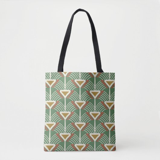 groen naadloos patroon met lijnen en geometrieschu tote bag (Voorkant)