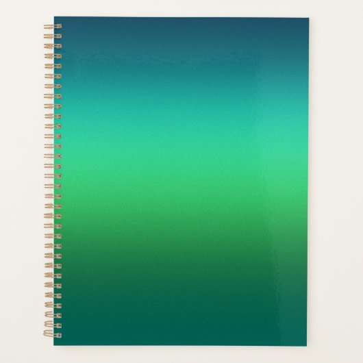 Groen naar Teal Verlopend Spiraal Notebook Modern Planner (Voorkant)