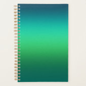 Groen naar Teal Verlopende Spiraal Notebook Modern Planner (Voorkant)