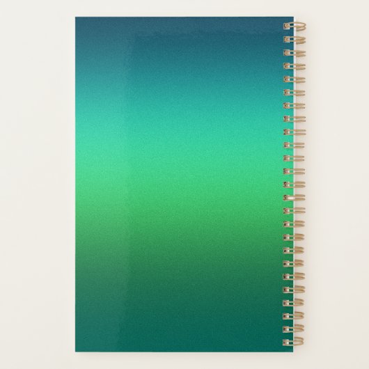 Groen naar Teal Verlopende Spiraal Notebook Modern Planner (Achterkant)