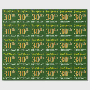 Groen, namaak goud "30e VERJAARDAG" Cadeaupapier