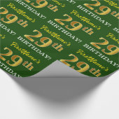 Groen, namaak goudkleurig "29th BIRTHDAY" Cadeaupapier (Hoek)