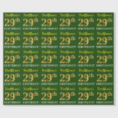 Groen, namaak goudkleurig "29th BIRTHDAY" Cadeaupapier (Vlak)