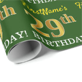 Groen, namaak goudkleurig "29th BIRTHDAY" Cadeaupapier (Rol Hoek)