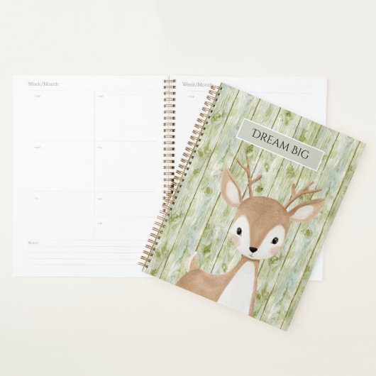 Groen namaak hout Mooie herten Planner (Display)