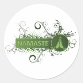 Groen Namaste Engels Ronde Sticker (Voorkant)