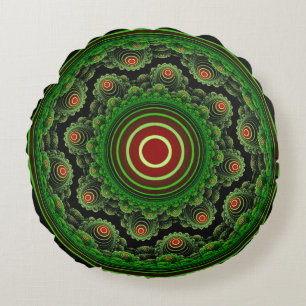 Groen natuurlijk fractaal rond ornament kussen
