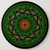 Groen  natuurlijk fractaal rond ornament ronde button 6,0 cm (Voorkant)