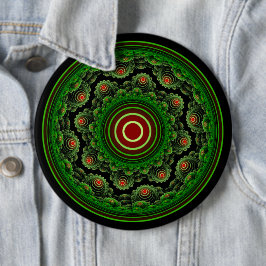 Groen  natuurlijk fractaal rond ornament ronde button 6,0 cm