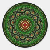 Groen  natuurlijk fractaal rond ornament ronde sticker (Voorkant)