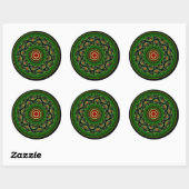 Groen  natuurlijk fractaal rond ornament ronde sticker (Vel)