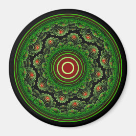 Groen  natuurlijk fractal round ornament magneet